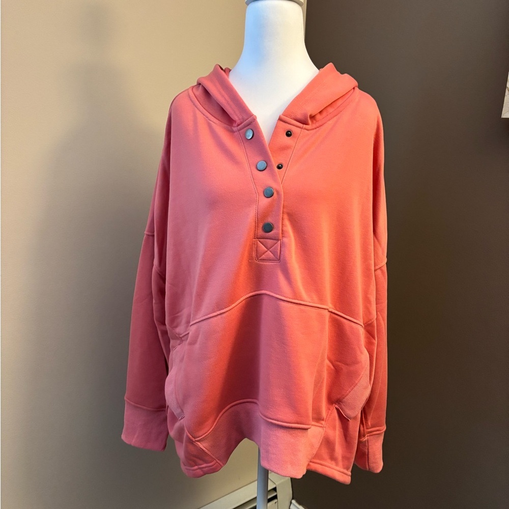 Heyson Peach Snap-Front Hoodie Sweatshirt | Size L | NWT